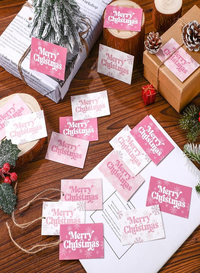 Jenaai 120 Pcs Pink Christmas Gift Tags with String 3 Designs Pink Merry Christmas Paper Gift Tags Xmas Hanging Label Snowflake Xmas Label for Happy Holiday Name Presents Season Events DIY Crafts - Image 3